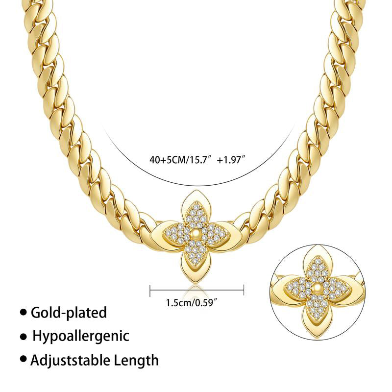 Bijou pendentif élégant en forme de fleur en acier inoxydable