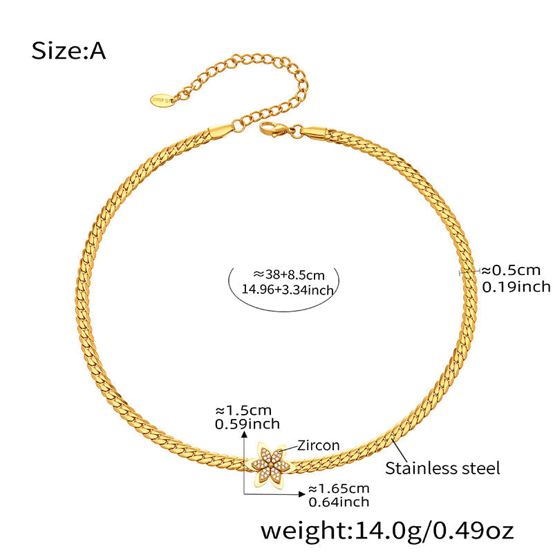Bijou pendentif élégant en forme de fleur en acier inoxydable