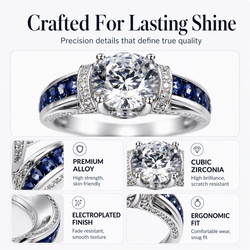 Elegante anello cocktail in zirconia cubica