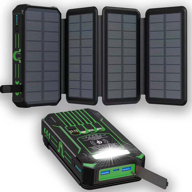 NOW Solar Power Bank ¨C 20000mAh, Foldable 4-Panel Solar, IPX5 & LED Flashlight ¨C For Camping & Emergencies