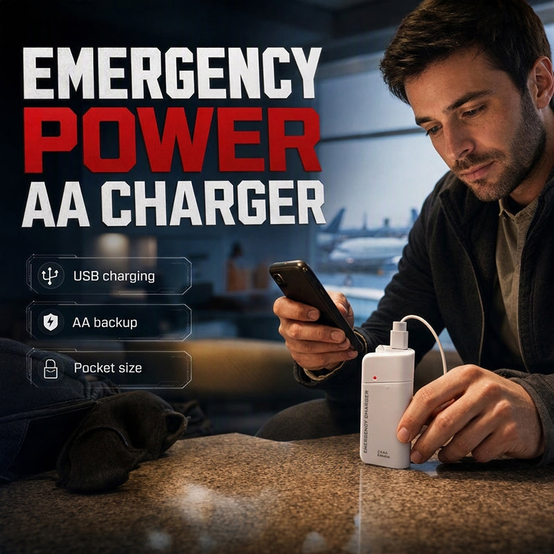 Free Portable Emergency Phone Charger AA Battery Powered Power Bank with LED Flashlight