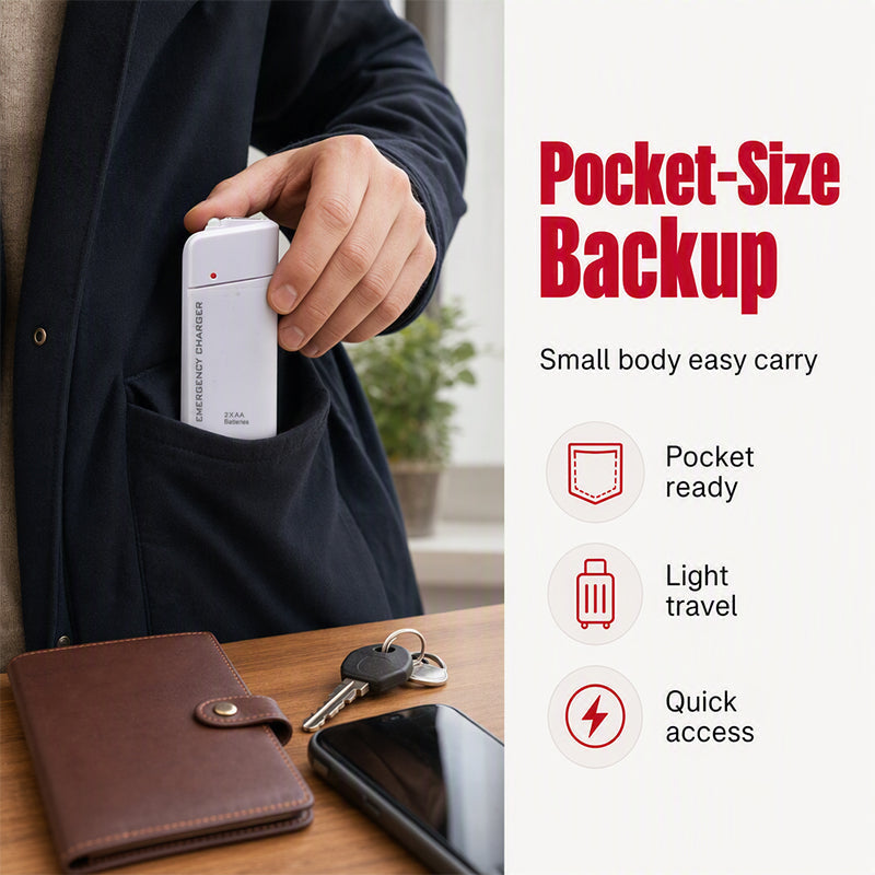 Free Portable Emergency Phone Charger AA Battery Powered Power Bank with LED Flashlight