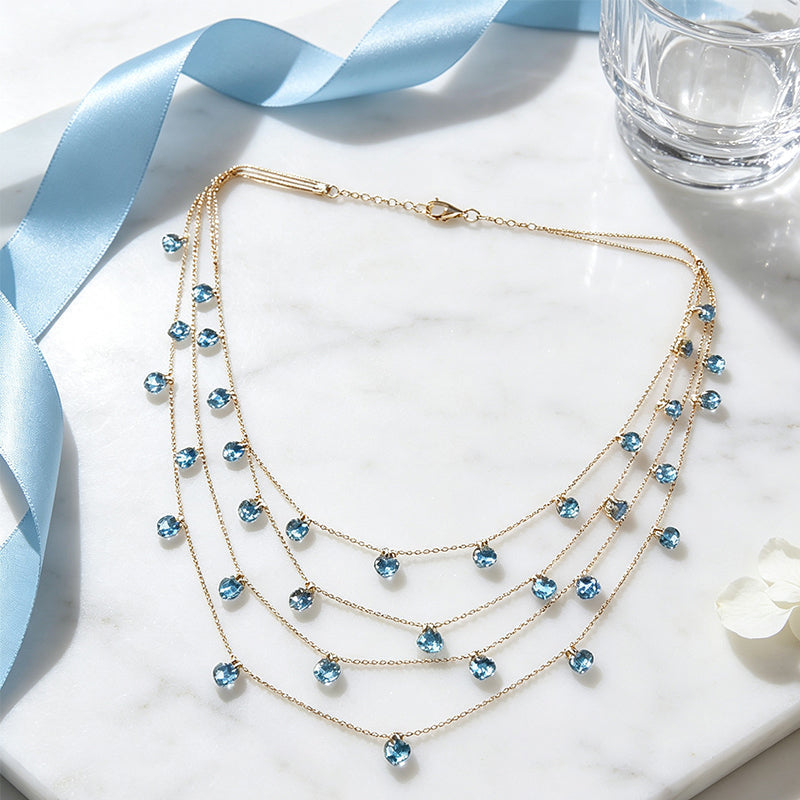 Collier pendentif scintillant à plusieurs rangs pour femmes