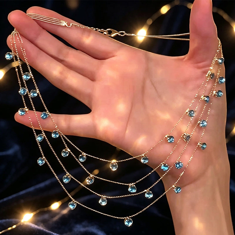 Collier pendentif scintillant à plusieurs rangs pour femmes