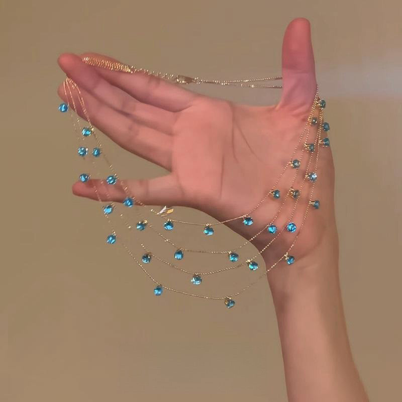 Collier pendentif scintillant à plusieurs rangs pour femmes