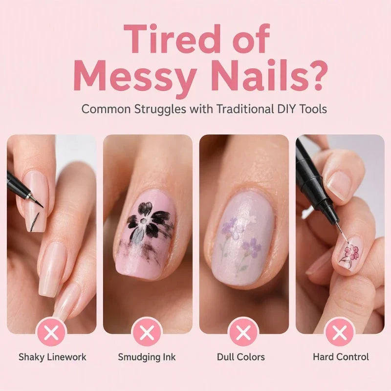 Penne per nail art a doppia punta in 24 colori ¨C Semplici decorazioni fai da te