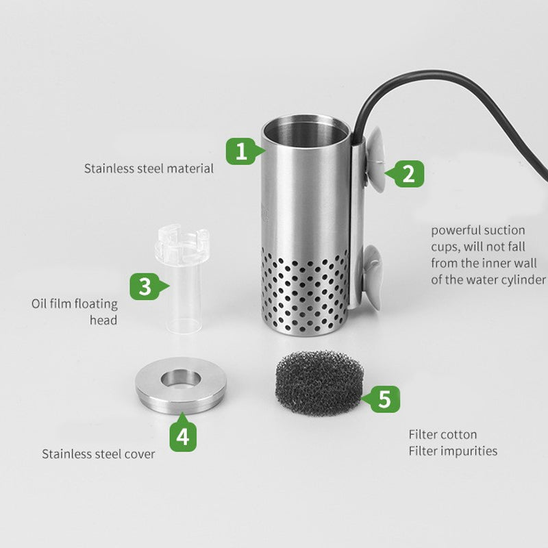 Mini-elektrische oppervlakteafschuimer voor aquarium