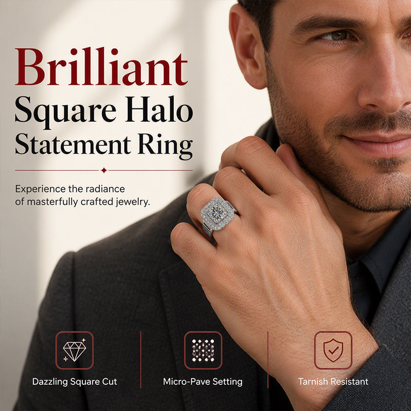 Gratis elegante sprankelende vierkante halo-ring