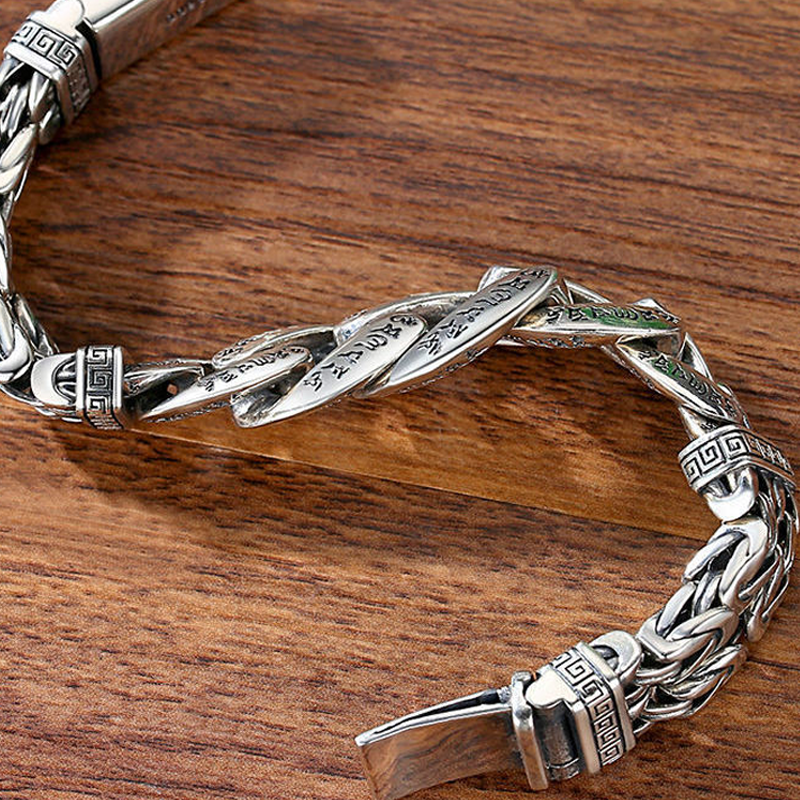 Retro armband voor heren met zeslettergrepige mantra