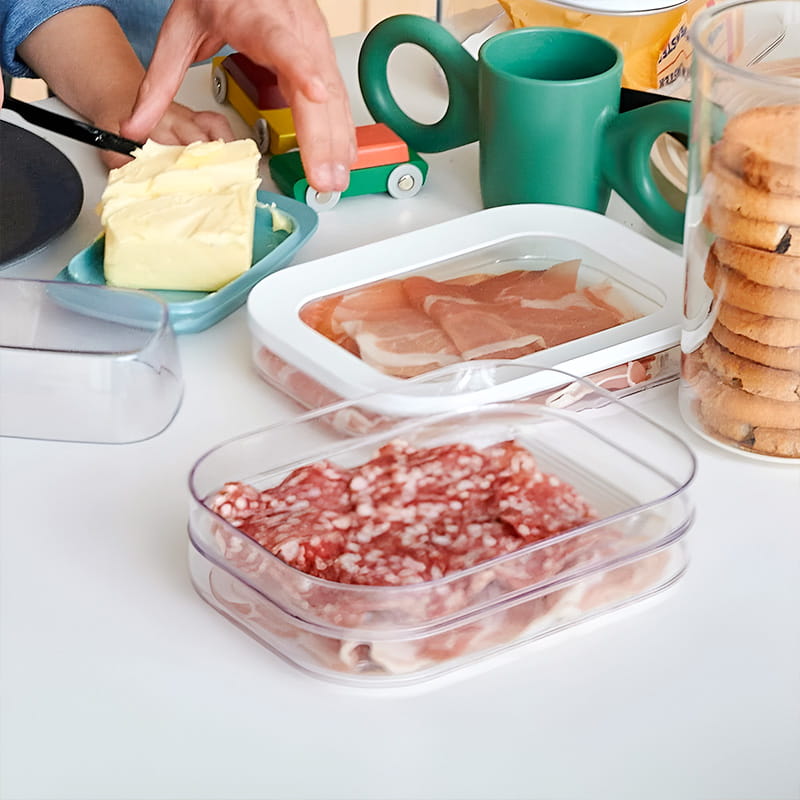 Contenitori per alimenti con coperchio, trasparenti, per il cassetto delle verdure del frigorifero
