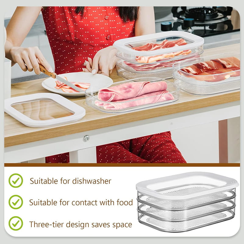 Contenitori per alimenti con coperchio, trasparenti, per il cassetto delle verdure del frigorifero