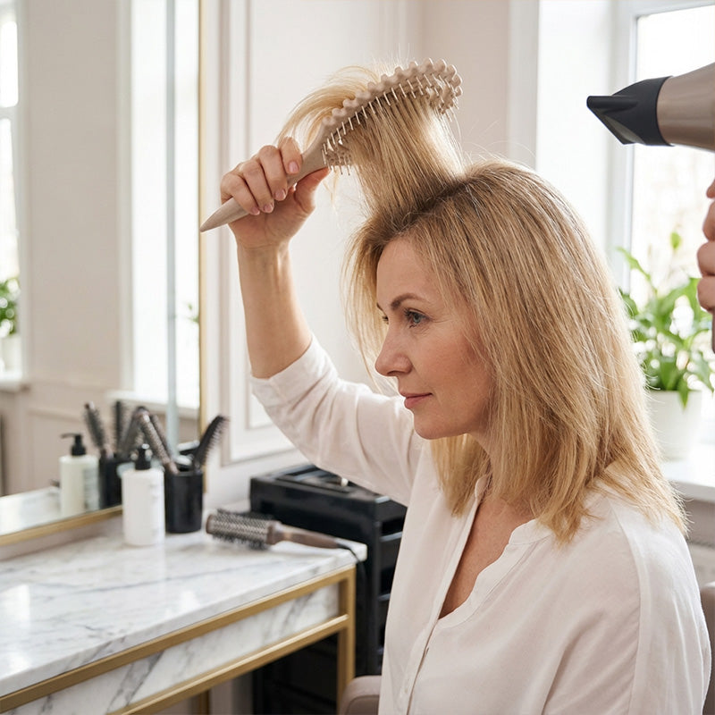 Geventileerde borstel met everzwijnhaar voor krullend haar