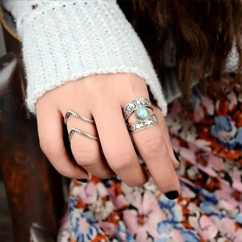 Vintage ring met uitgesneden traanvorm voor dames
