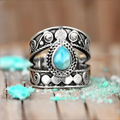 Vintage ring met uitgesneden traanvorm voor dames