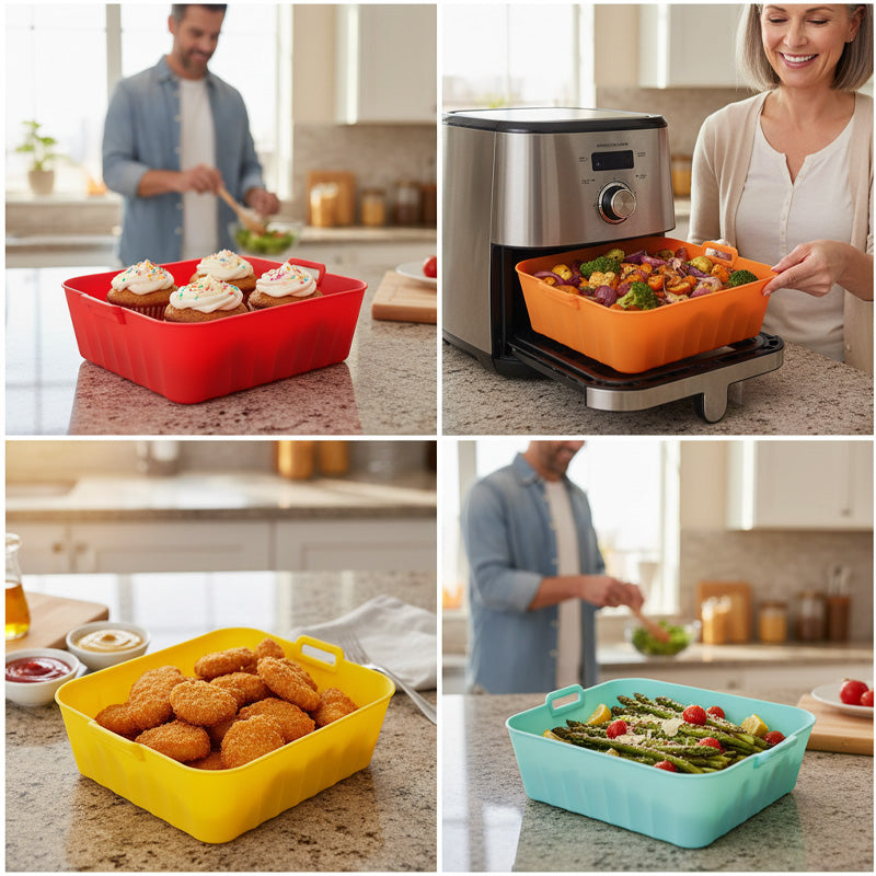 Herbruikbare siliconen pan voor de airfryer