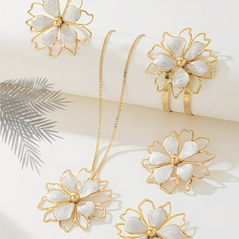 Elegant Double Layer Hollow Flower Jewelry
