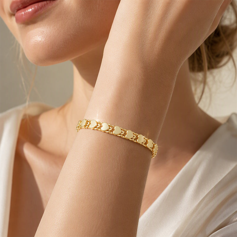 Braccialetto elegante da donna con maglie a cuore ¨C ciondolo delicato, design senza tempo e vestibilità confortevole