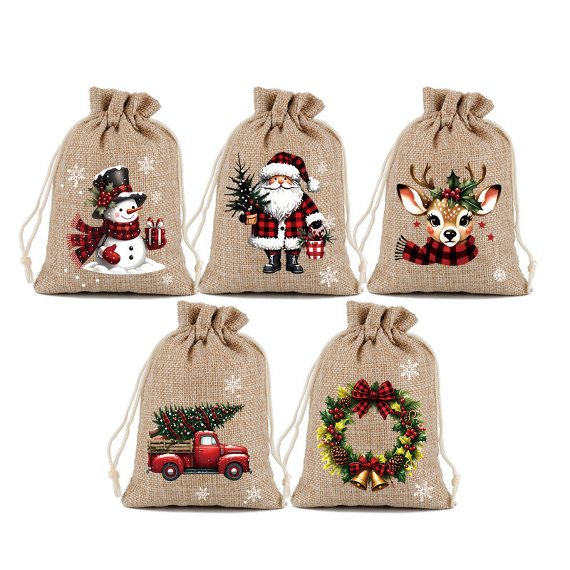 Gratis kerstcadeauzakjes met trekkoord ¨C herbruikbare feestelijke traktatiezakjes voor cadeaus en feestelijke bedankjes