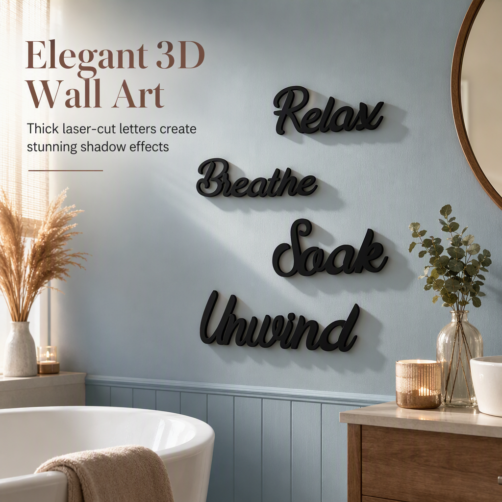 Set di decorazioni da parete per bagno in stile rustico, 4 pezzi