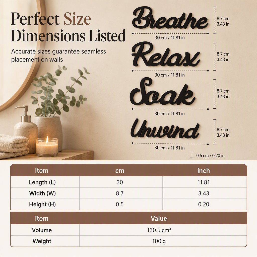 Set di decorazioni da parete per bagno in stile rustico, 4 pezzi