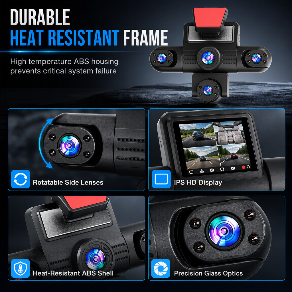 4K 360 Degree Panoramic Car Dash Cam with 5 Cameras Hidden Driving Recorder and Vehicle Monitoring System