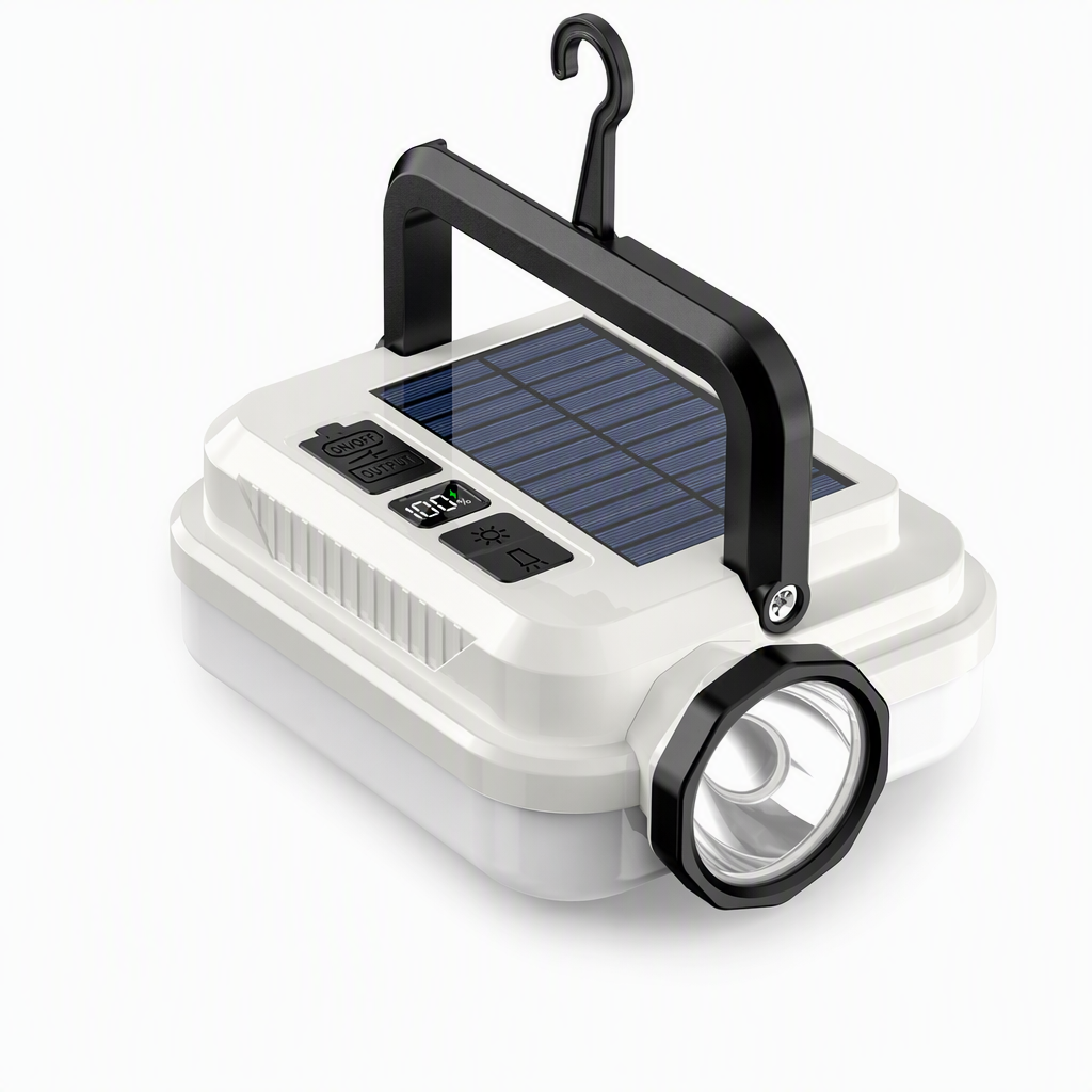 Lanterna LED da campeggio ricaricabile a energia solare ¨C impermeabile, portatile, multi©\uso