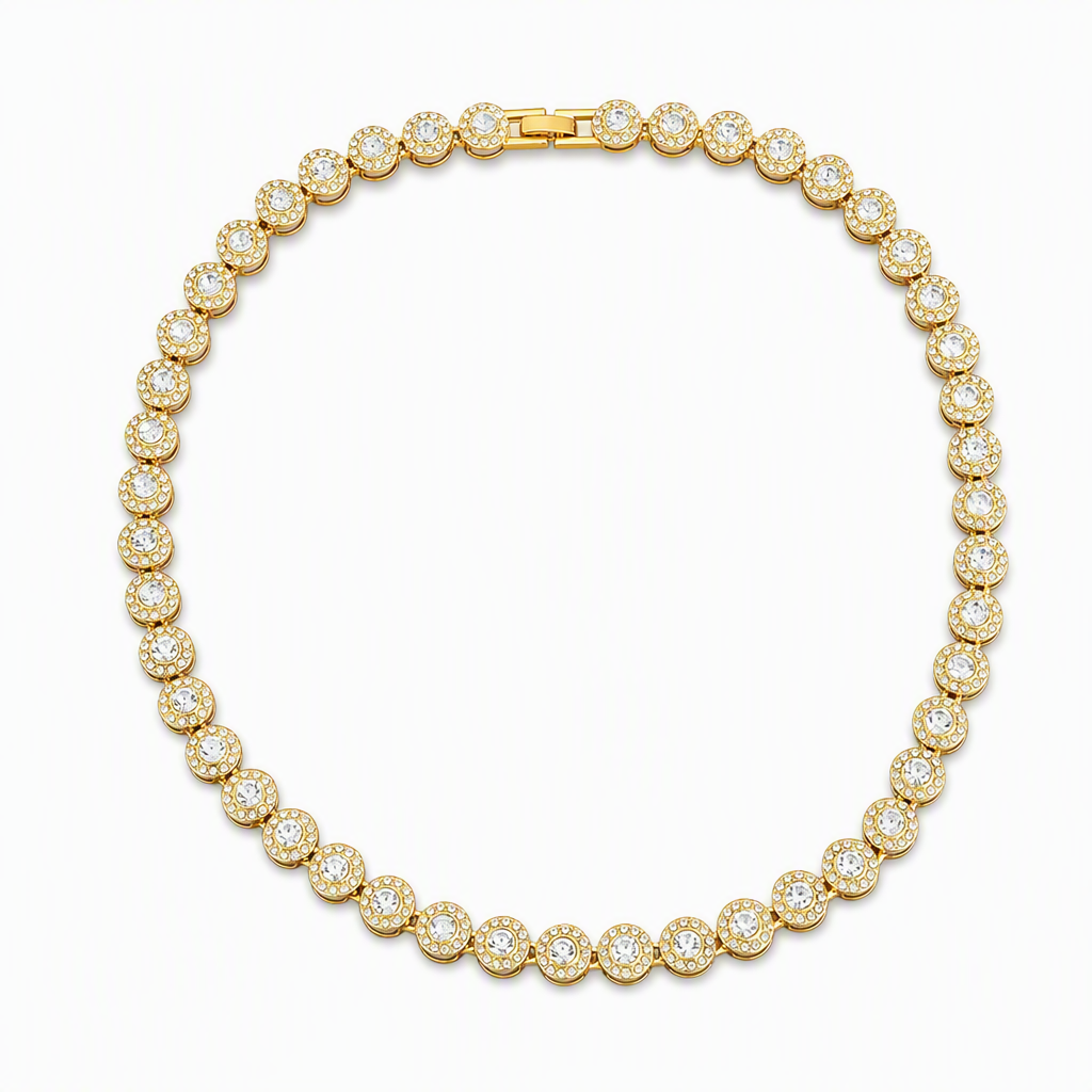 Ronde strassketting in hiphopstijl voor heren, volledig bezette kristallen ketting voor streetdance