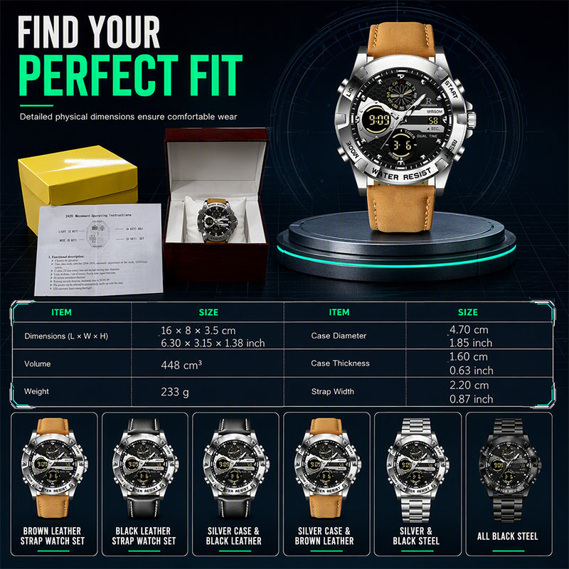 Reloj deportivo multifuncional, impermeable y casual de negocios para hombre