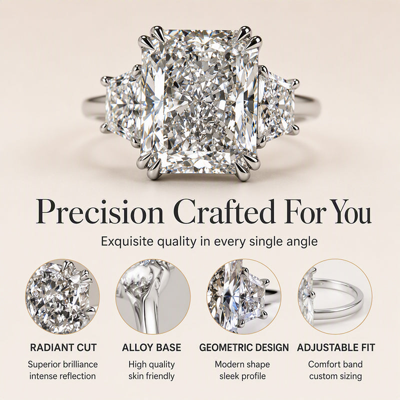Elegant Square Cut Zircon Ring