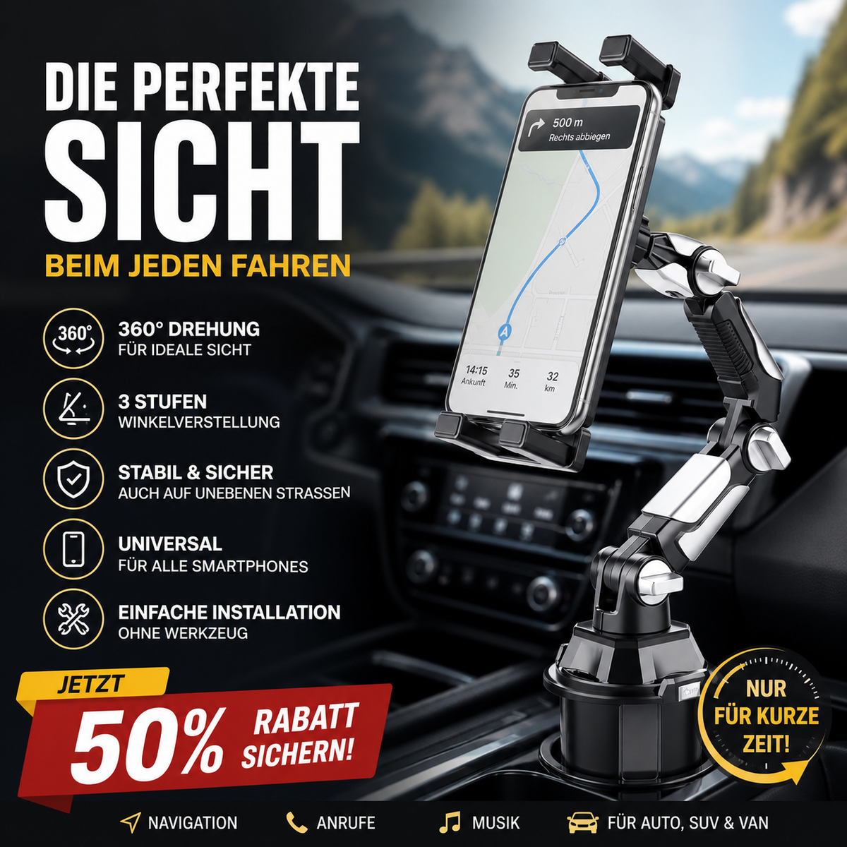 New Arrival 360¡ã Rotatable and Adjustable Car Cup Holder