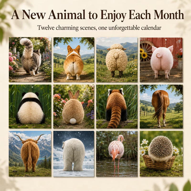 Calendario da parete 2027 con simpatici sederini di animali