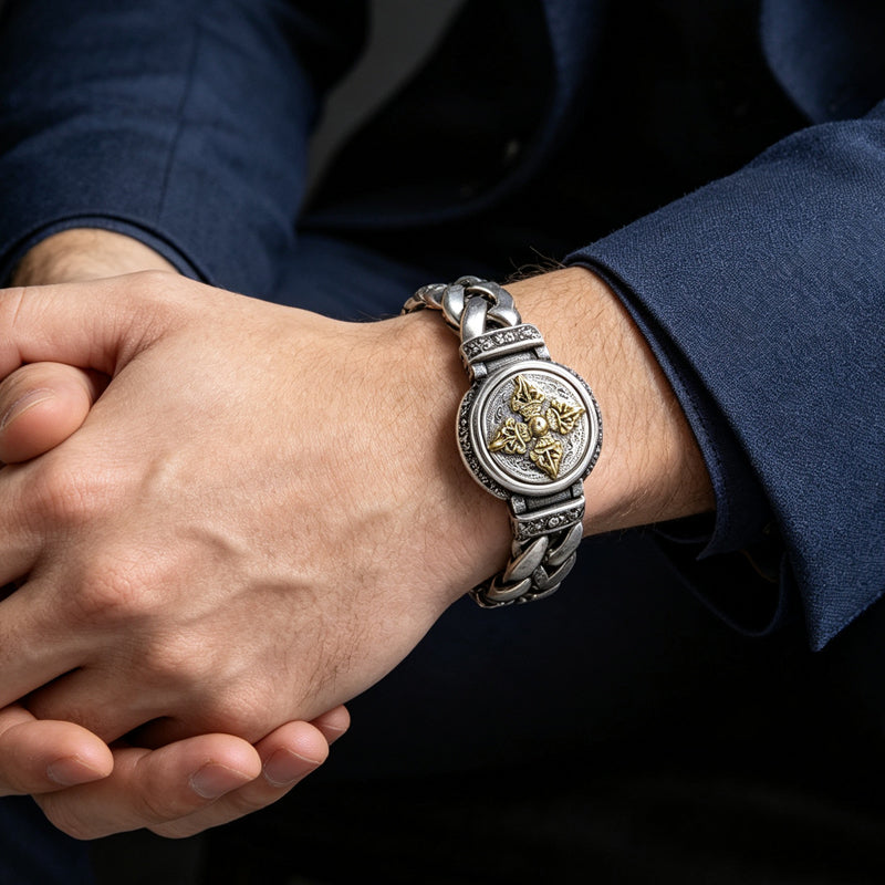 Bracciale vintage da uomo con vajra girevole
