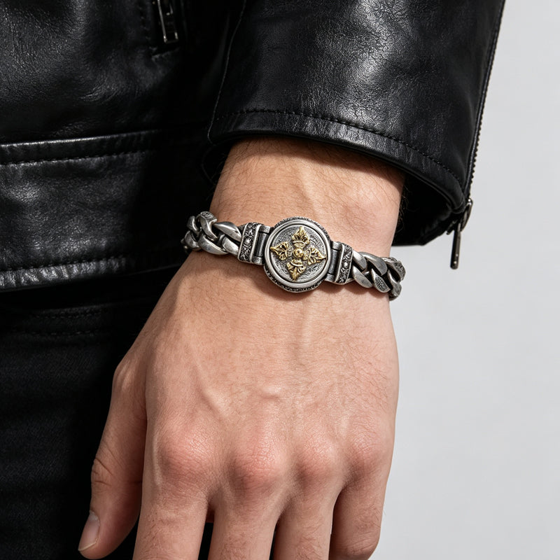 Bracciale vintage da uomo con vajra girevole