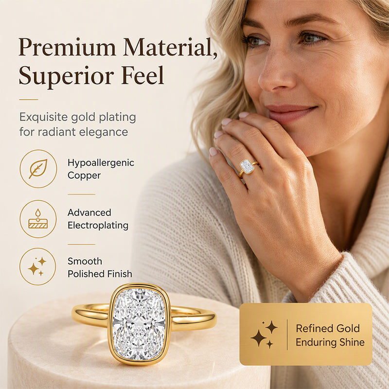 Anillo elegante para mujer con engaste de cojín de talla hielo
