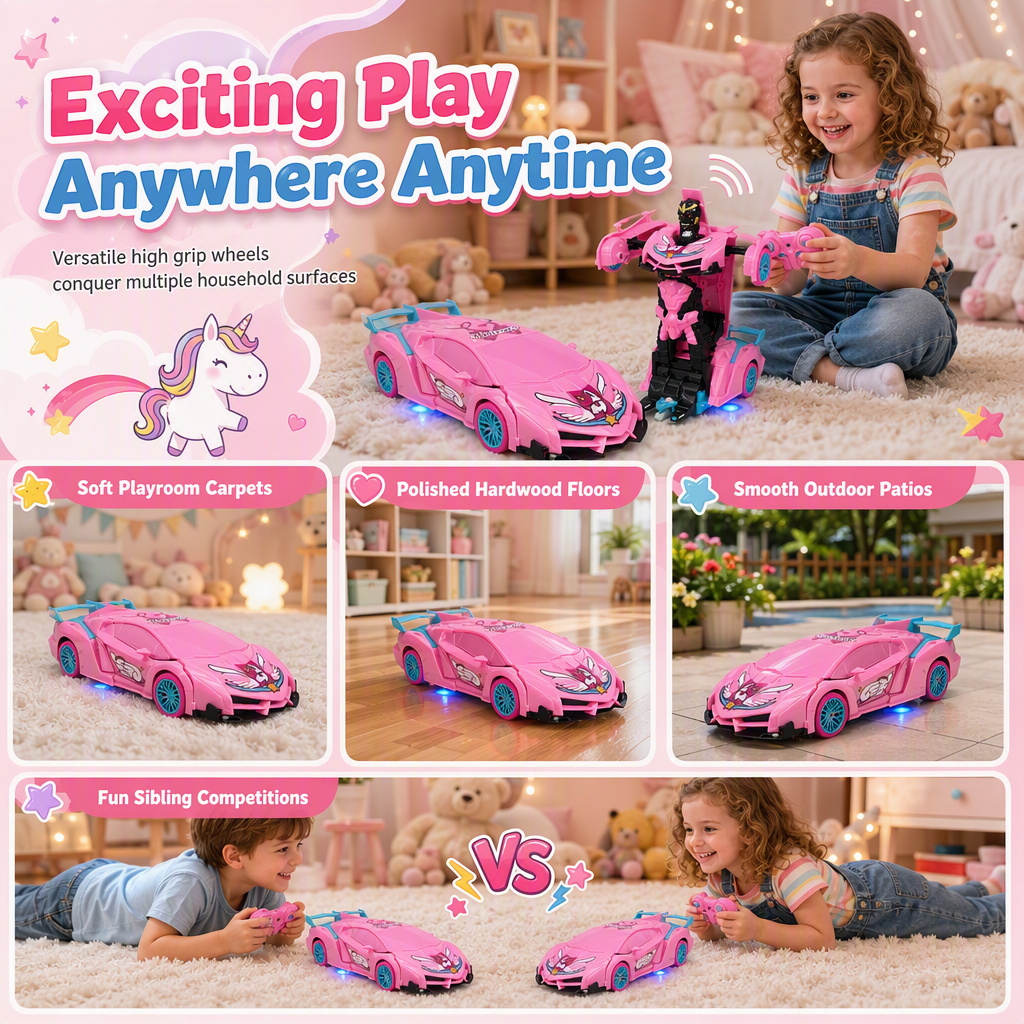 Voiture télécommandée RC de type pick-up transformable à un bouton, jouet cadeau pour garçons et filles