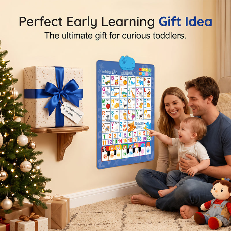 Tableau mural parlant bilingue de l'alphabet ¨C Lettres anglaises et espagnoles, lecture audio interactive et mini-piano ¨C PVC durable pour l'éveil des tout-petits