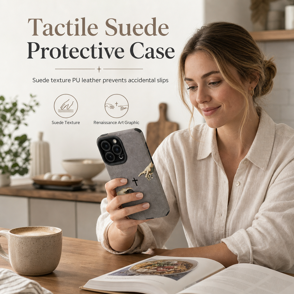 Premium schokbestendig telefoonhoesje van suède