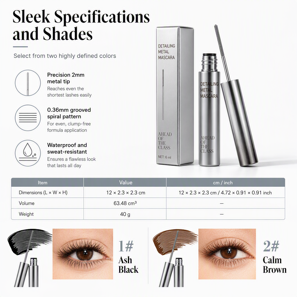 Waterproof and Sweatproof Mascara for Long Lasting Lengthening and Curling Smudge Proof Eye Makeup