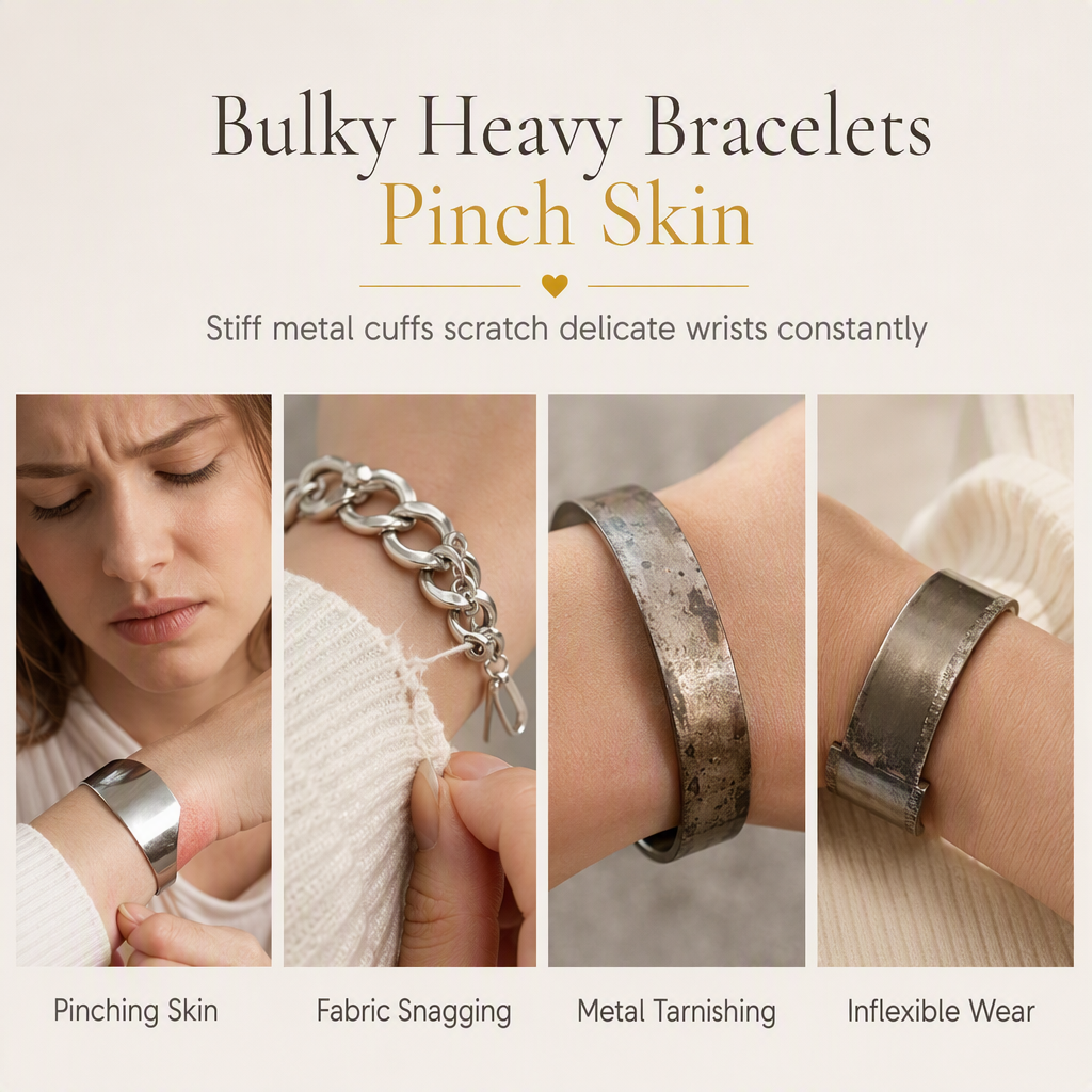 Bracciale a catena dorato con strass, cuore e quadrati traforati
