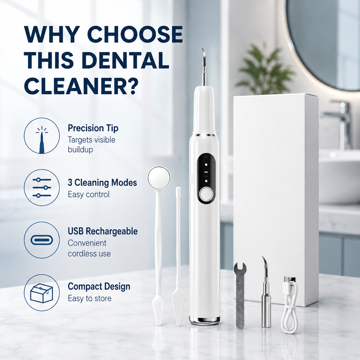 Kit portable de nettoyage ultrasonique des dents et d’élimination du tartre